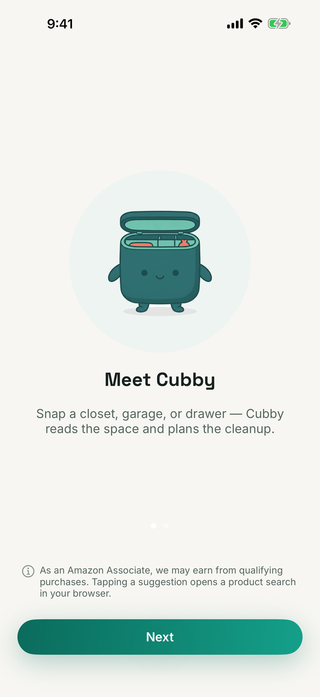 Onboarding — Meet Cubby, the mascot